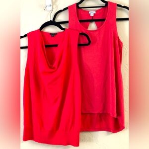 Splendid + Ann Taylor Sleeveless Blouse Bundle (2) Tank Top XS Orange Modal Soft